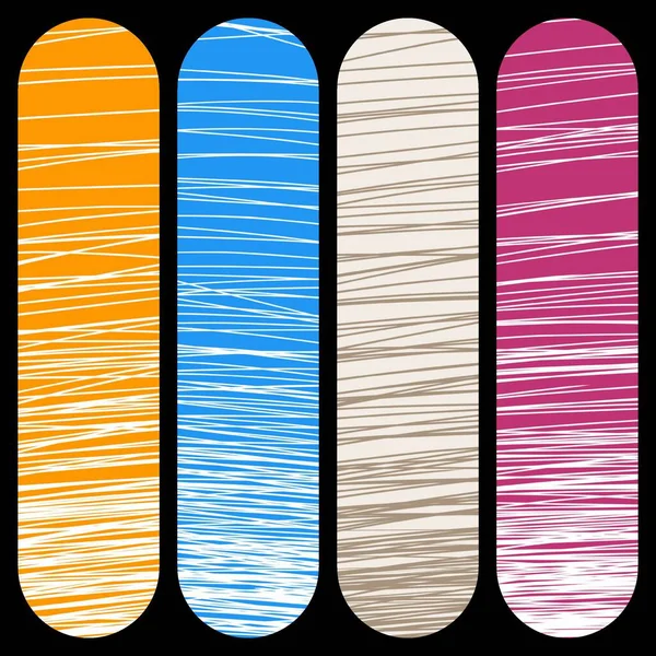 Uppsättning Banderoller Etiketter Med Handritade Linjer Färgglada Cirklar Med Klotter — Stockfoto