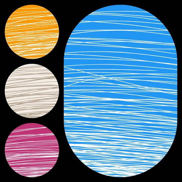 Uppsättning Banderoller Etiketter Med Handritade Linjer Färgglada Cirklar Med Klotter — Stockfoto