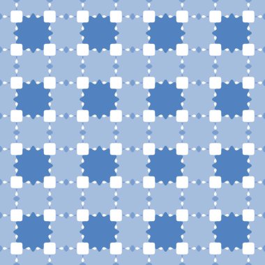 Kusursuz vektör arkaplanı. Tekrarlayan elementlerle modern geometrik desen. Mavi ve beyaz süs.