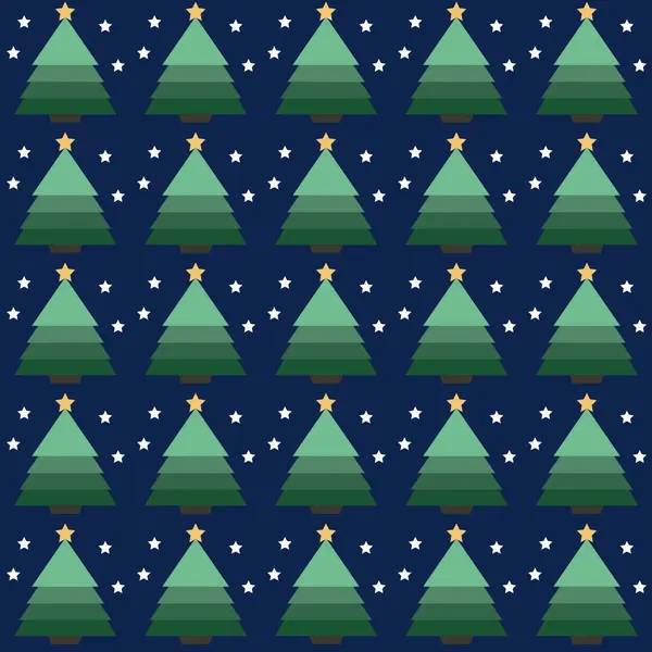 Kerstboom Naadloos Patroon Donkerblauwe Achtergrond Vector Illustratie Voor Ontwerp — Stockfoto