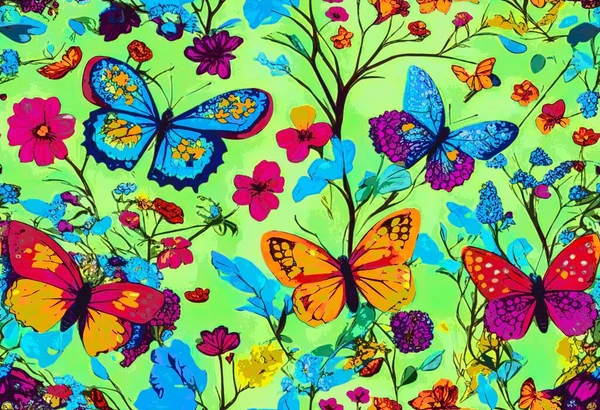 Papillons Colorés Abstraits Modèle Sans Couture Kaléidoscope Mode Conception — Photo