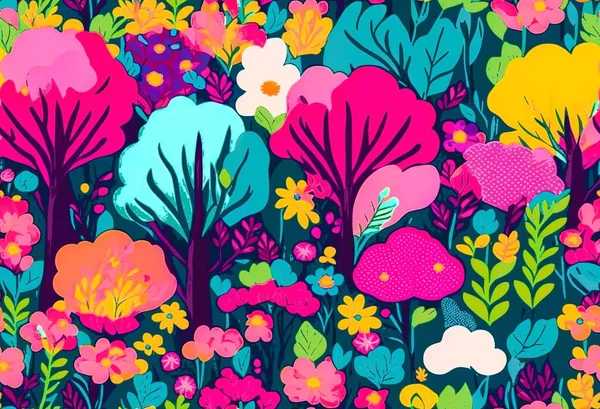 Colorful Forest Pittura Digitale Astratta Disegnata Mano — Foto Stock