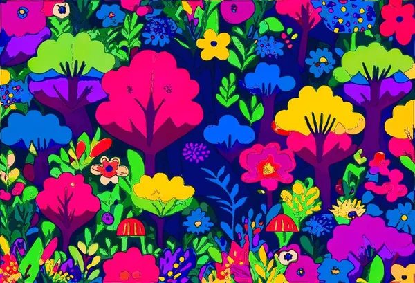 Colorful Forest Pittura Digitale Astratta Disegnata Mano — Foto Stock