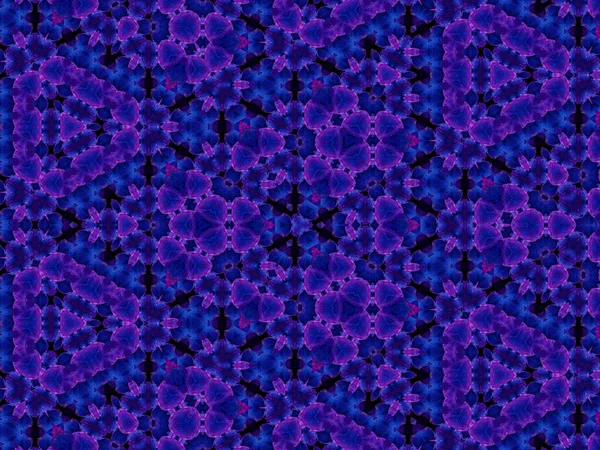 Absztrakt Kaleidoszkóp Háttér Absztrakciós Motívumokkal Kék Lila Színekben Egyedi Kaleidoszkóp — Stock Fotó