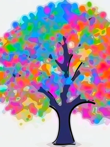 Яскраве Абстрактне Цифрове Мистецтво Зображує Барвисте Різнокольорове Дерево Ідеальне Тло — стокове фото