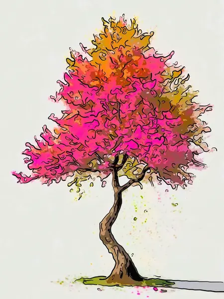 Arte Digital Abstrata Vibrante Que Retrata Uma Árvore Multicolorida Colorida — Fotografia de Stock