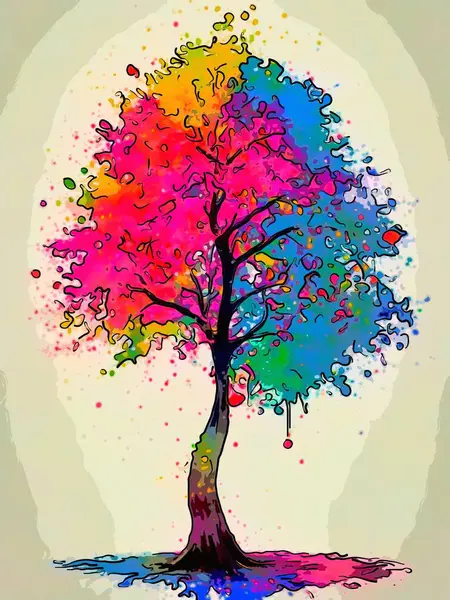 Vibrant Abstract Digital Art Depicting Colorful Multi Colored Tree Perfect — Stock Photo, Image