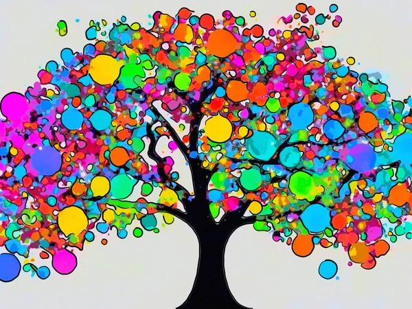 Живое Абстрактное Цифровое Искусство Изображающее Красочное Разноцветное Дерево Идеальный Фон — стоковое фото