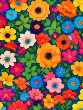 Renkli Çayır, soyut Vektör Arkaplanı, parlak ve canlı renklerle dolu bir dizi resimli çayır içeren canlı ve büyüleyici bir tasarım.. 