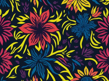 Vektör grafikleri kullanılarak yaratılmış soyut çiçek desenlerinin büyüleyici bir görüntüsü. Sanat eserleri, doğanın güzelliği ve karmaşık çiçek unsurları ile soyutlamanın ifade özgürlüğünü birleştirir..