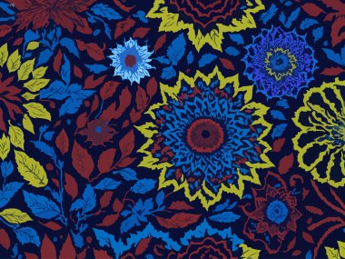 Vektör grafikleri kullanılarak yaratılmış soyut çiçek desenlerinin büyüleyici bir görüntüsü. Sanat eserleri, doğanın güzelliği ve karmaşık çiçek unsurları ile soyutlamanın ifade özgürlüğünü birleştirir..