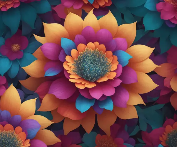 Vektorillustrationen Mit Blumen Geometrischen Formen Und Wilden Blüten Blumen Vektor — Stockvektor