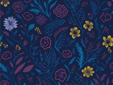 Doğadan esinlenilmiş Soyut Vektör tasarımı. Çiçekleri, geometrik şekilleri ve vahşi çiçekleri tasvir eden vektör çizimleri.