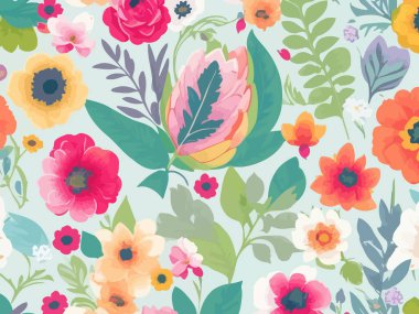 Vektör grafikleri kullanılarak oluşturulan soyut çiçek desenlerinin büyüleyici bir görüntüsü.