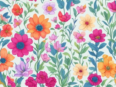 Vektör grafikleri kullanılarak oluşturulan soyut çiçek desenlerinin büyüleyici bir görüntüsü.