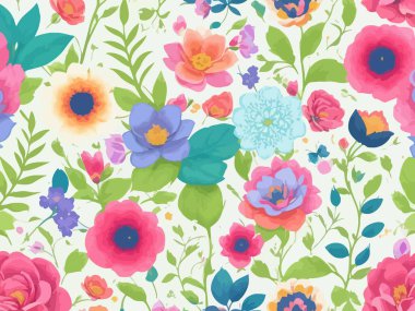 Vektör grafikleri kullanılarak oluşturulan soyut çiçek desenlerinin büyüleyici bir görüntüsü.