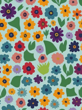 Vektör grafikleri kullanılarak oluşturulan soyut çiçek desenlerinin büyüleyici bir görüntüsü.