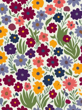 Vektör grafikleri kullanılarak oluşturulan soyut çiçek desenlerinin büyüleyici bir görüntüsü.