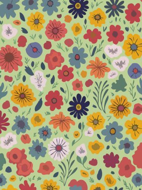 Vektör grafikleri kullanılarak oluşturulan soyut çiçek desenlerinin büyüleyici bir görüntüsü.