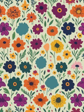 Vektör grafikleri kullanılarak oluşturulan soyut çiçek desenlerinin büyüleyici bir görüntüsü.