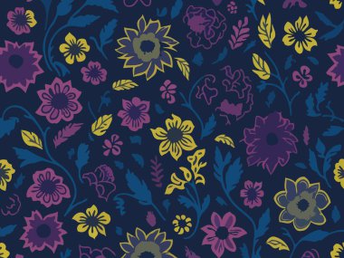 Vektör grafikleri kullanılarak oluşturulan soyut çiçek desenlerinin büyüleyici bir görüntüsü.