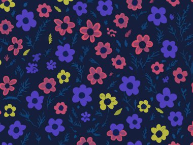 Vektör grafikleri kullanılarak oluşturulan soyut çiçek desenlerinin büyüleyici bir görüntüsü.