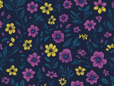 Vektör grafikleri kullanılarak oluşturulan soyut çiçek desenlerinin büyüleyici bir görüntüsü.