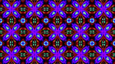 Görüntü hareketi Soyut neon kaleydoskop arkaplanı. 4K kaleydoskop hareketleri kusursuz. Benzersiz doku kaleydoskop tasarımı.