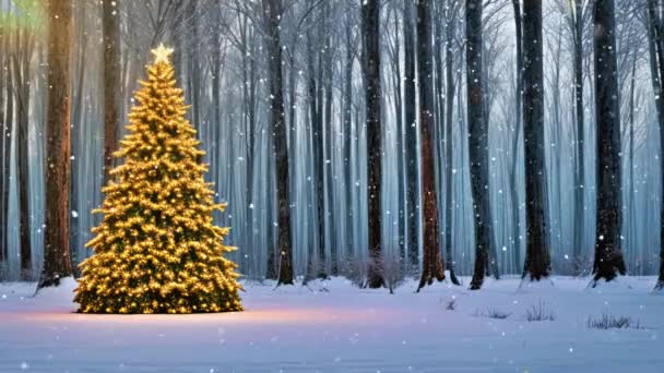 Cahaya Matahari Terbenam Jatuh Pohon Natal Hutan Lebat Dengan Pohon — Stok Video