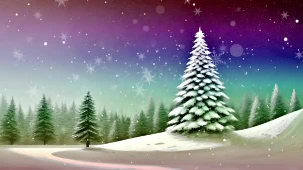 Beautiful Winter Landscape Celebrating Christmas New Year — Stock Video