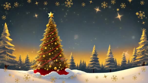 Gyönyörű Téli Táj Zökkenőmentes Hurkolás Animáció Karácsonyi Ünnepség Újév — Stock videók