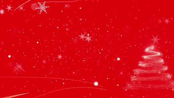 Beautiful Winter Snowflakes Christmas Tree Shining Stars Snow Particles Background — Stock Video