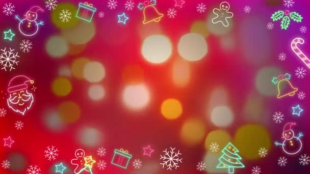 Sammlung Von Weihnachtsobjekten Explosion Neujahrsfest Langsam Bewegende Partikel Lichter Auf — Stockvideo