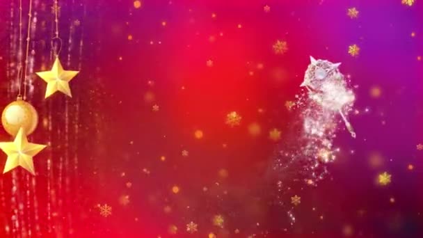Collection Exploding Christmas Objects New Year Festival Golden Snowfall Background — Stock Video