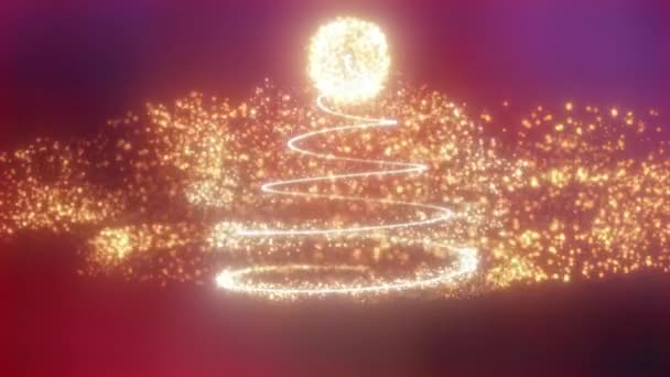 Albero Natale Illuminato Più Sfondo Rosso — Video Stock