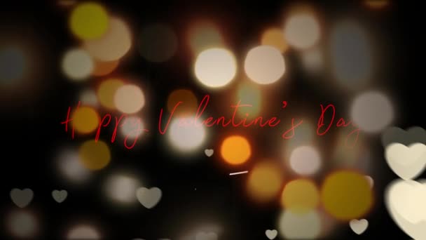 Szczęśliwych Walentynek Serca Kolorowe Światła Tła — Wideo stockowe
