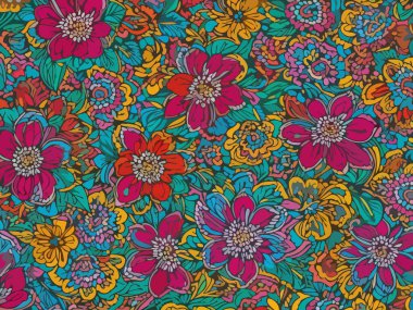 Siyah arka planda yaprakları ve çiçekleri olan kusursuz bir desen. Soyut çiçek desensiz desen tasarımı.