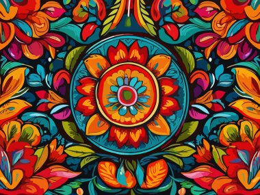 Siyah arka planda yaprakları ve çiçekleri olan kusursuz bir desen. Soyut çiçek desensiz desen tasarımı.