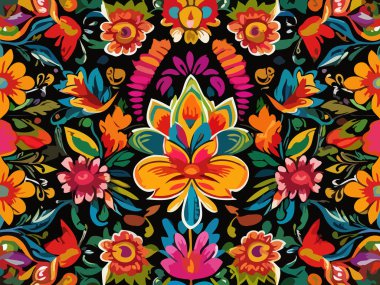 Canlı Çiçek Soyut Vektör İllüstrasyon Arkaplanı