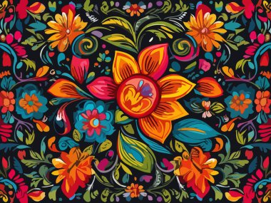 Canlı Çiçek Soyut Vektör İllüstrasyon Arkaplanı