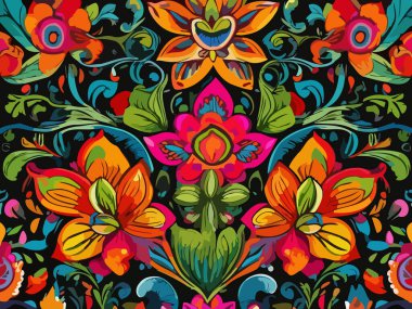 Canlı Çiçek Soyut Vektör İllüstrasyon Arkaplanı