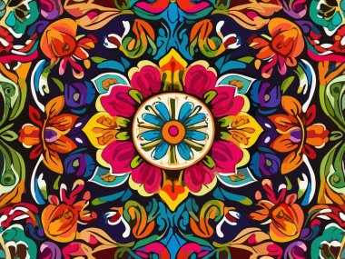 Canlı Çiçek Soyut Vektör İllüstrasyon Arkaplanı