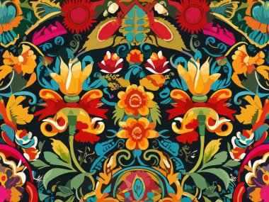 Canlı Çiçek Soyut Vektör İllüstrasyon Arkaplanı