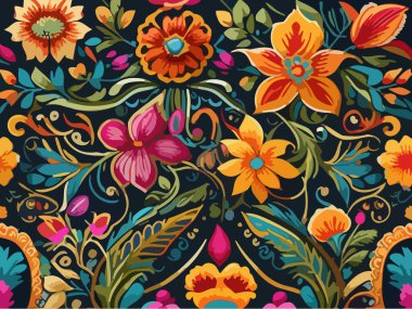 Canlı Çiçek Soyut Vektör İllüstrasyon Arkaplanı