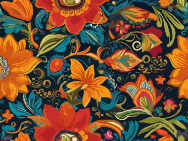 Canlı Çiçek Soyut Vektör İllüstrasyon Arkaplanı