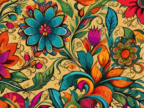 Canlı Çiçek Soyut Vektör İllüstrasyon Arkaplanı