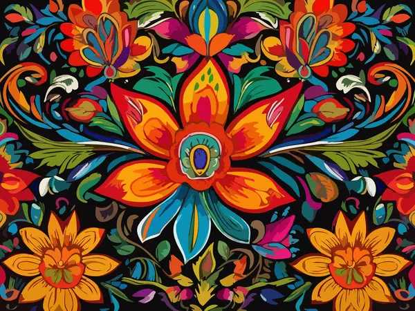 Canlı Çiçek Soyut Vektör İllüstrasyon Arkaplanı