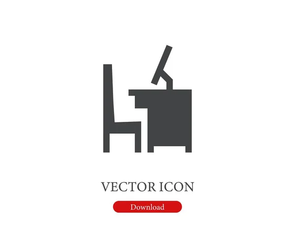 Icono Vector Espacio Trabajo Símbolo Línea Estilo Arte Para Elementos — Vector de stock