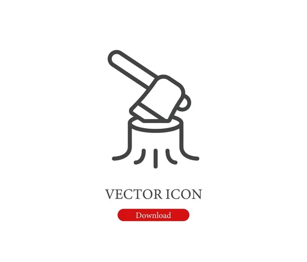Icono Vector Corte Madera Símbolo Línea Estilo Arte Para Elementos — Vector de stock