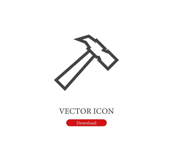 Hammer Vektor Symbol Essbarer Schlaganfall Symbol Line Art Style Für — Stockvektor